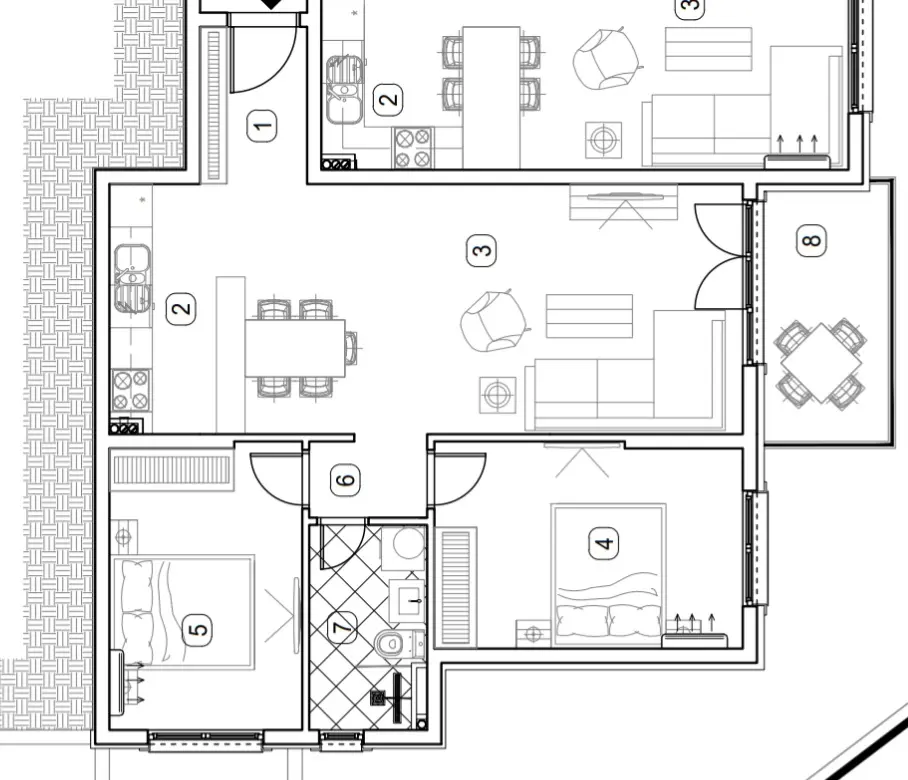 Skica stana od 68,45m2 koji se nalazi na prvom spratu