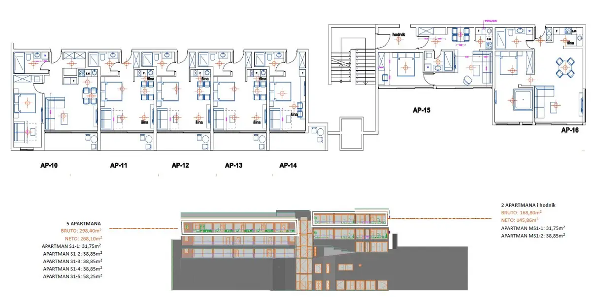 Skica apartmana na trecem nivou